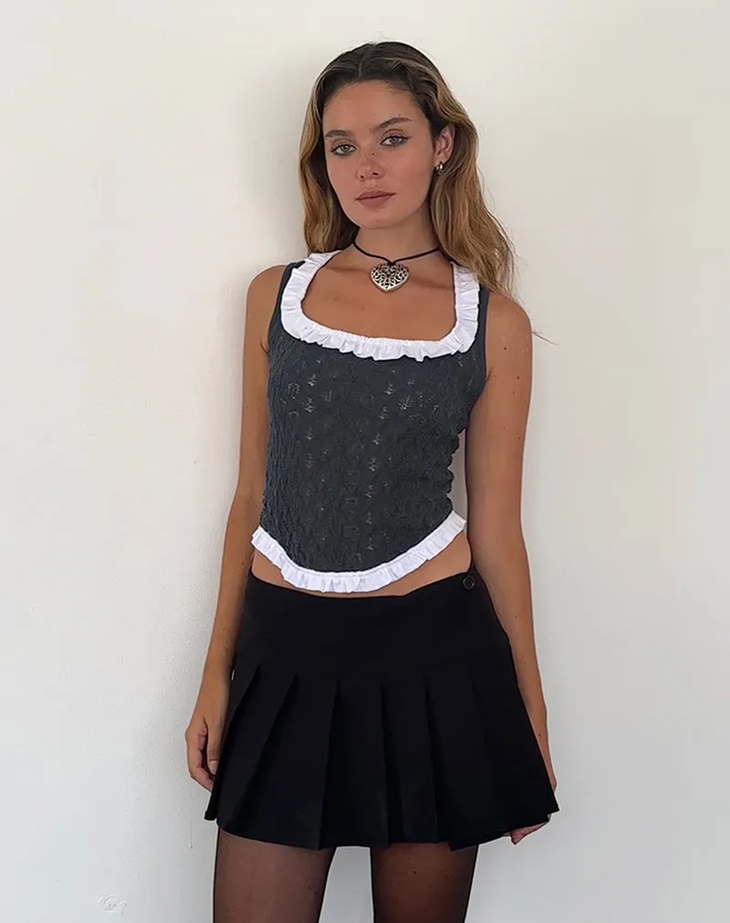 Roslyn Pointelle Vest Top in Dark Charcoal