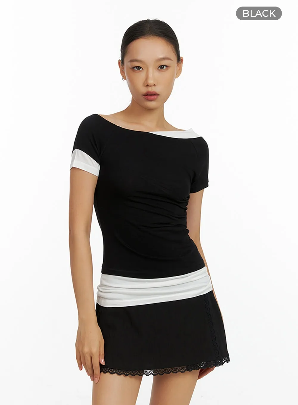 Round Neck Layered Crop Top IL409