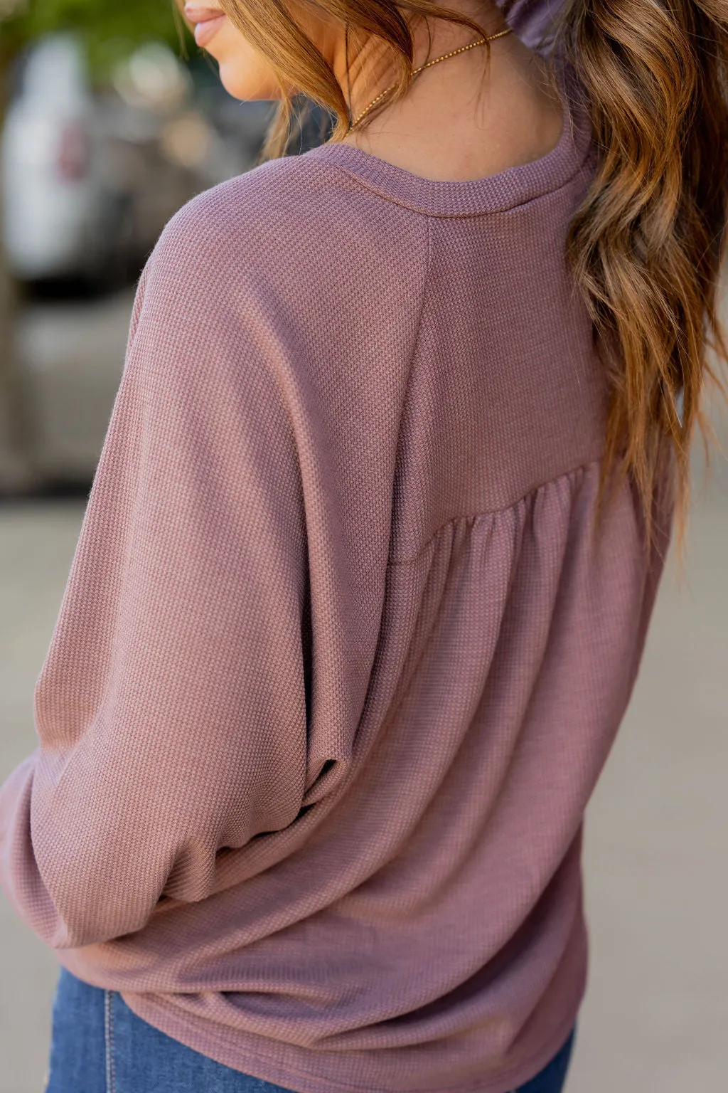 Ruffle Accented Thermal Tee