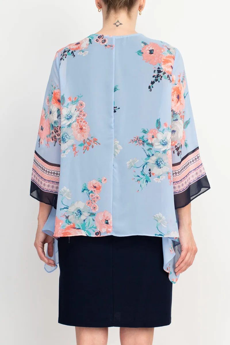 Sandra Darren Chiffon Knit Floral Kimono Jacket Dress