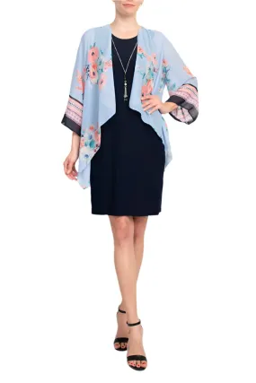 Sandra Darren Chiffon Knit Floral Kimono Jacket Dress