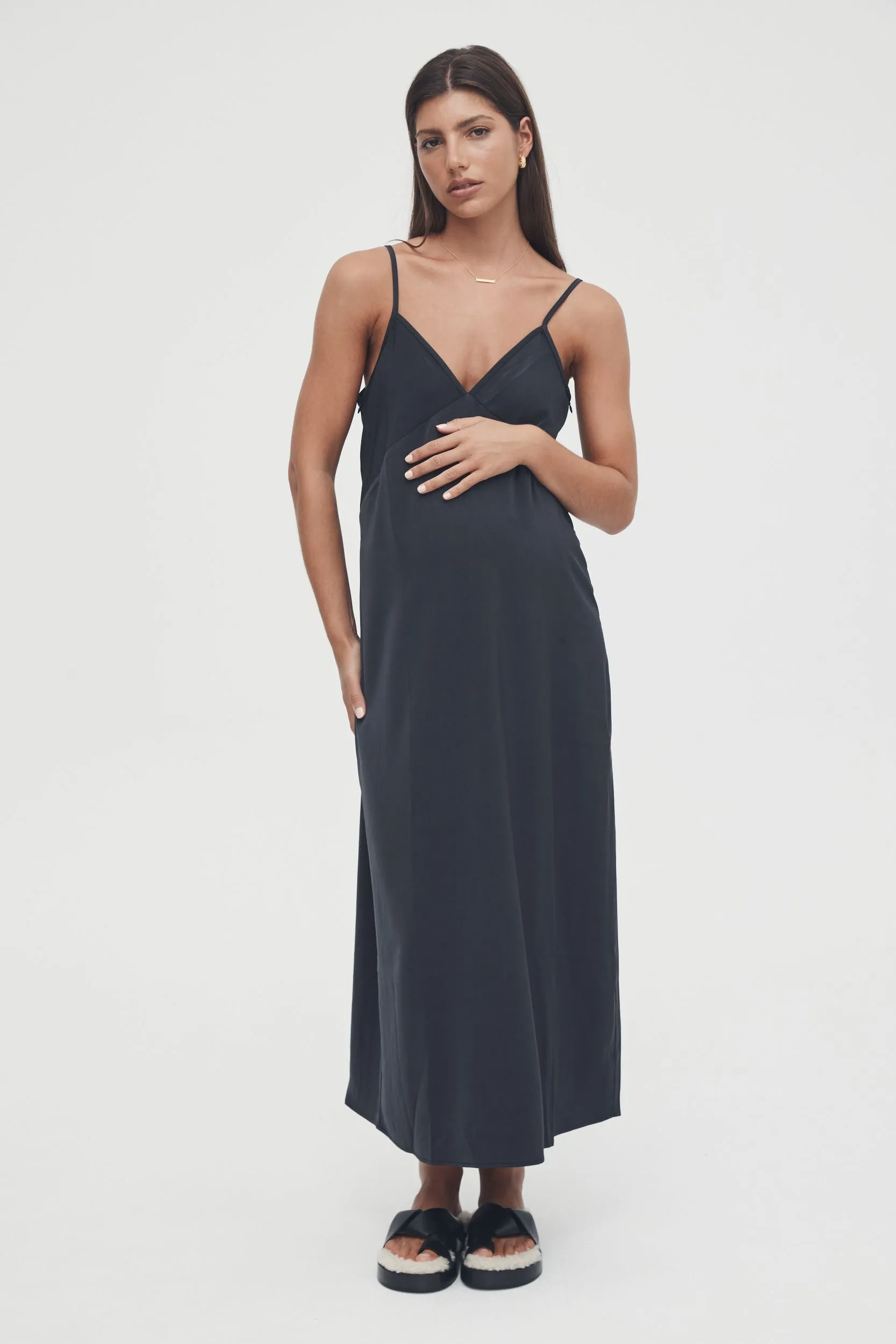 Satin Slip Dress (Ink)