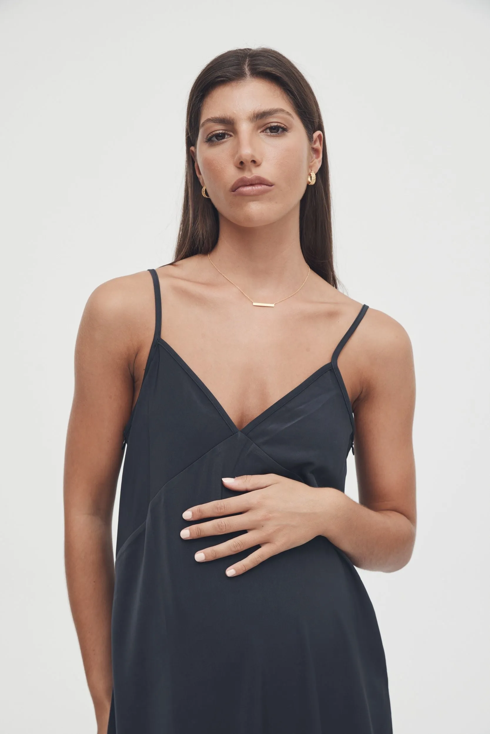 Satin Slip Dress (Ink)