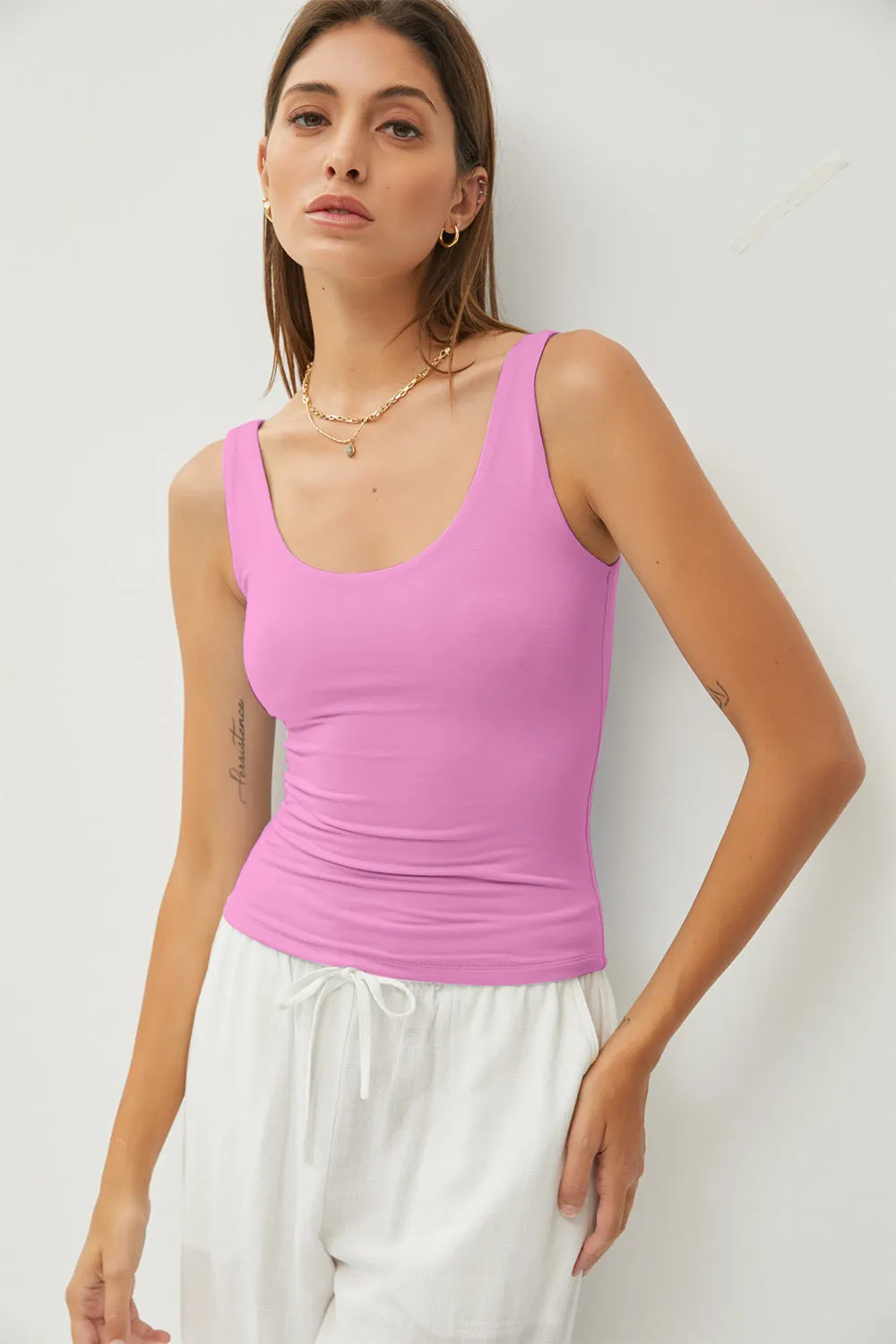 Scoop Neck Wide Strap Tank