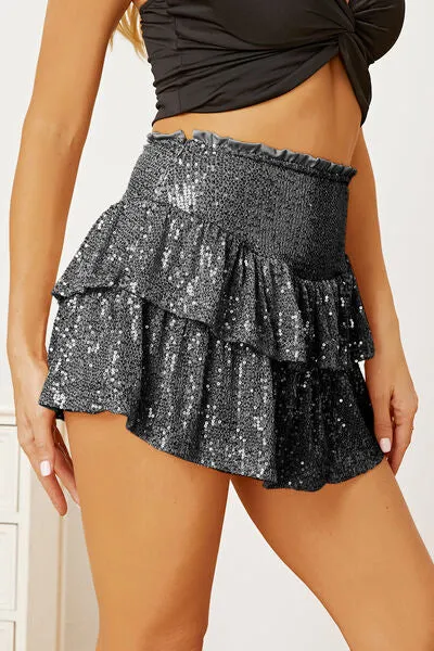 Sequin Layered Mini Skirt