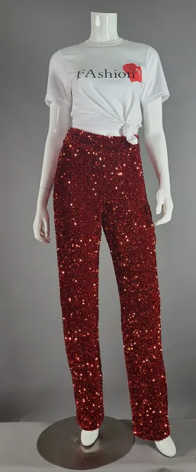 Sequin side zip pants