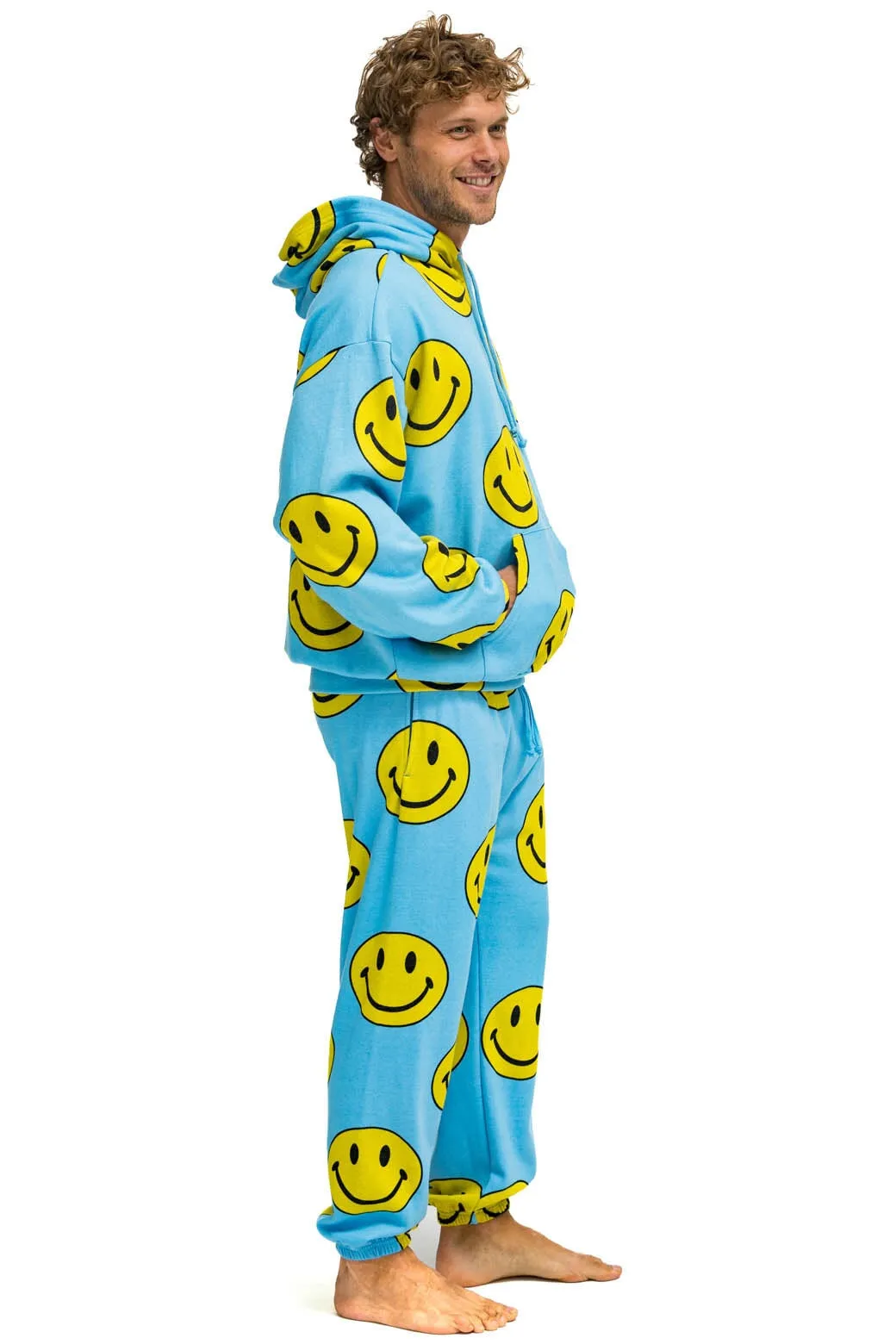 SMILEY REPEAT MENS SWEATPANTS - SKY