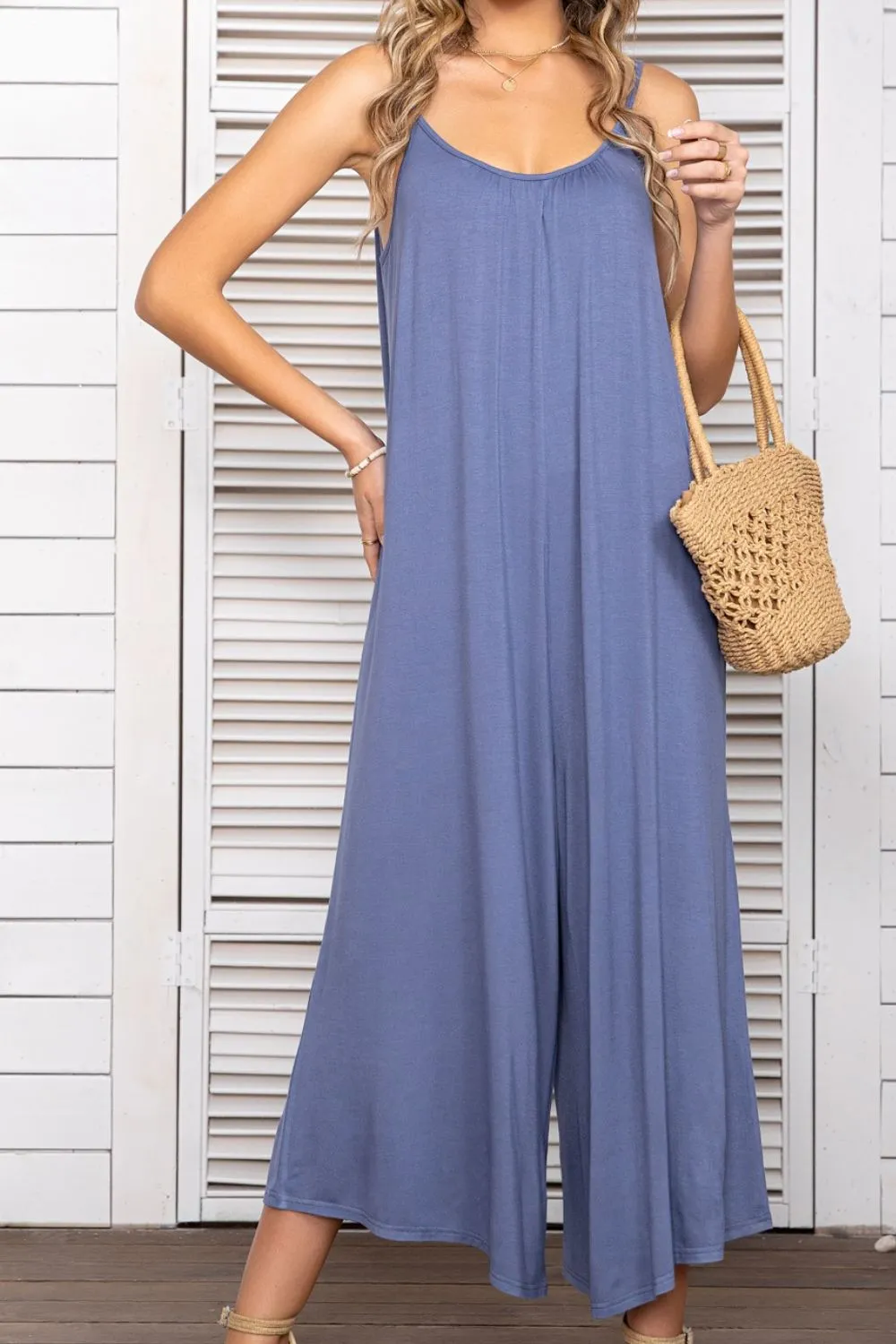 Spaghetti Strap Scoop Neck Jumpsuit - 5 colors