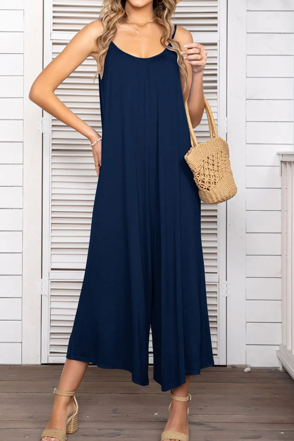 Spaghetti Strap Scoop Neck Jumpsuit - 5 colors