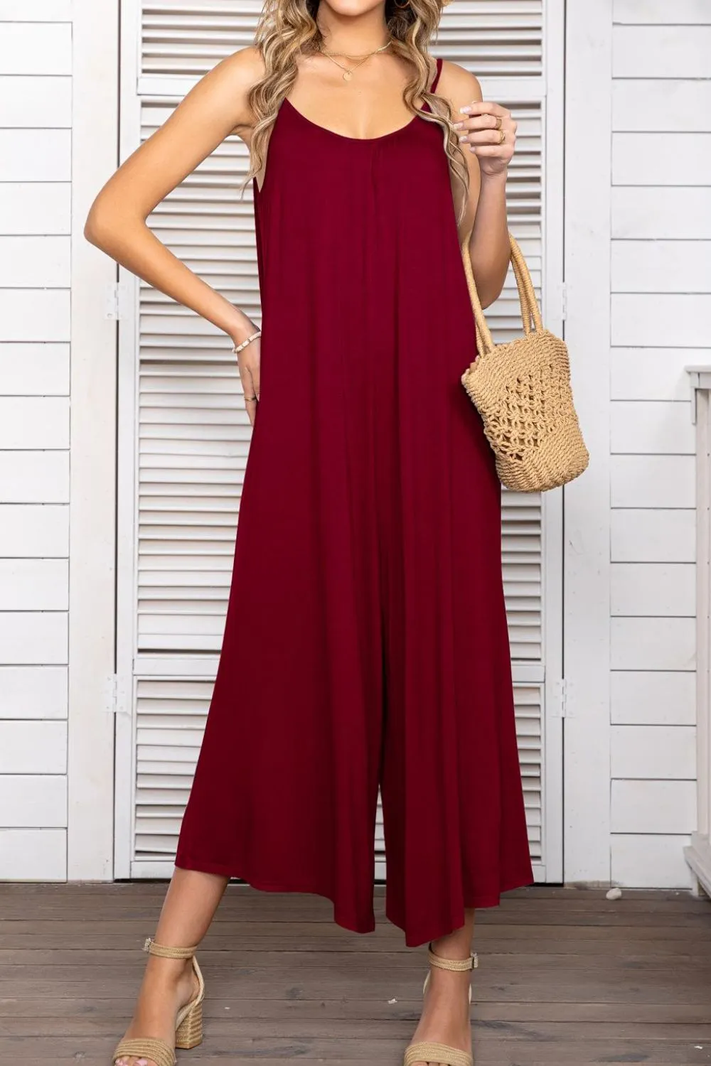 Spaghetti Strap Scoop Neck Jumpsuit - 5 colors