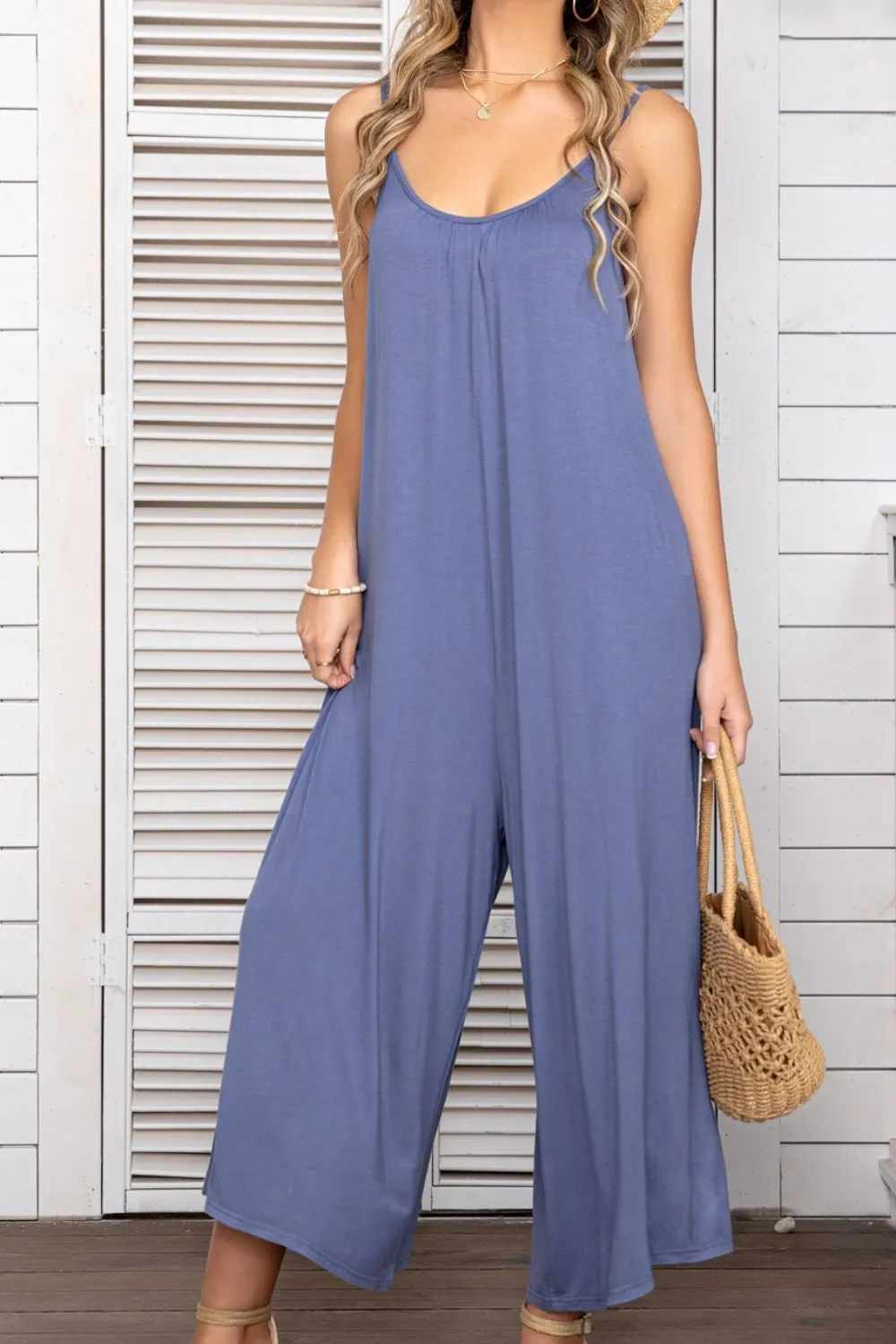 Spaghetti Strap Scoop Neck Jumpsuit - 5 colors