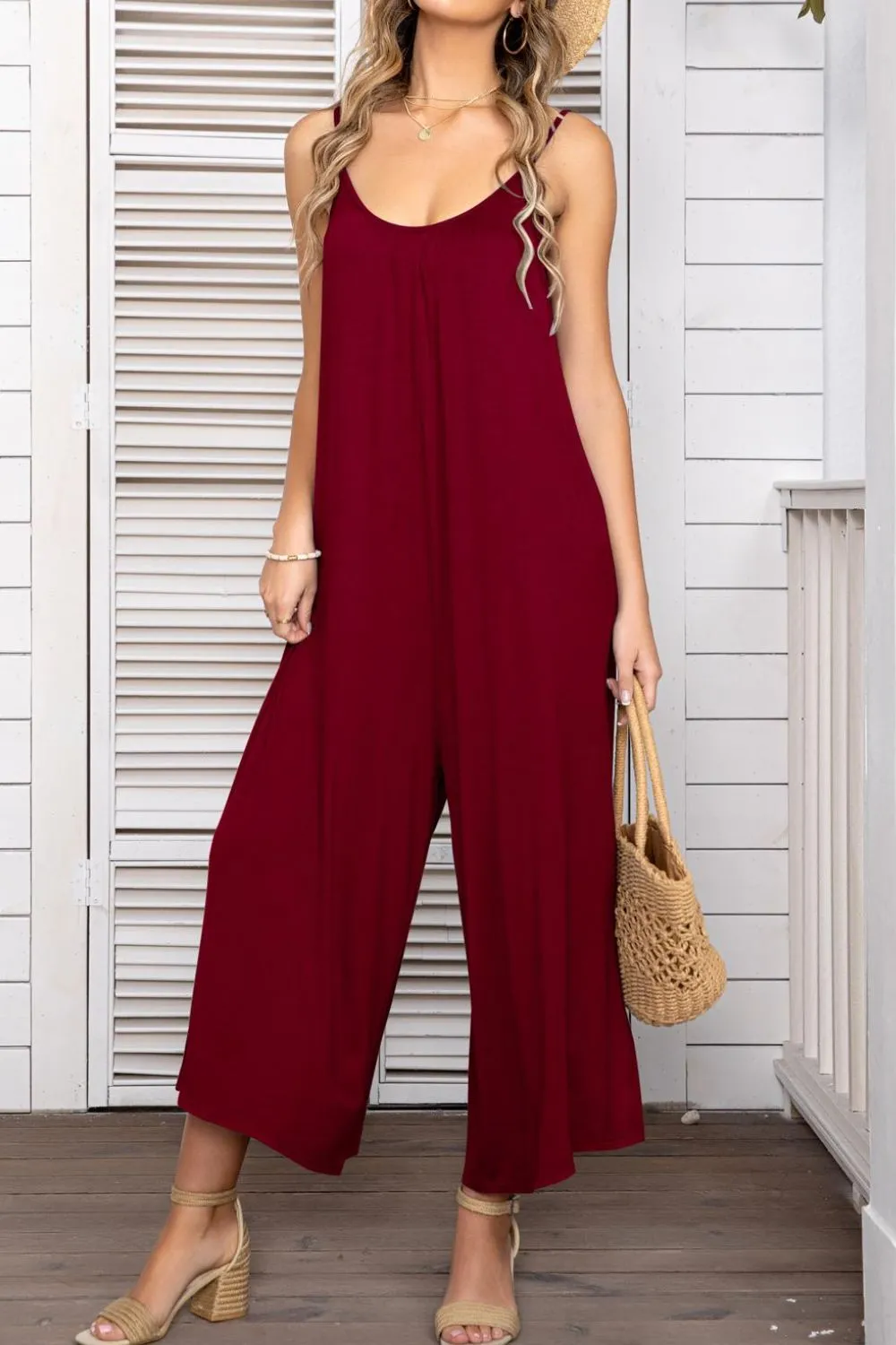 Spaghetti Strap Scoop Neck Jumpsuit - 5 colors