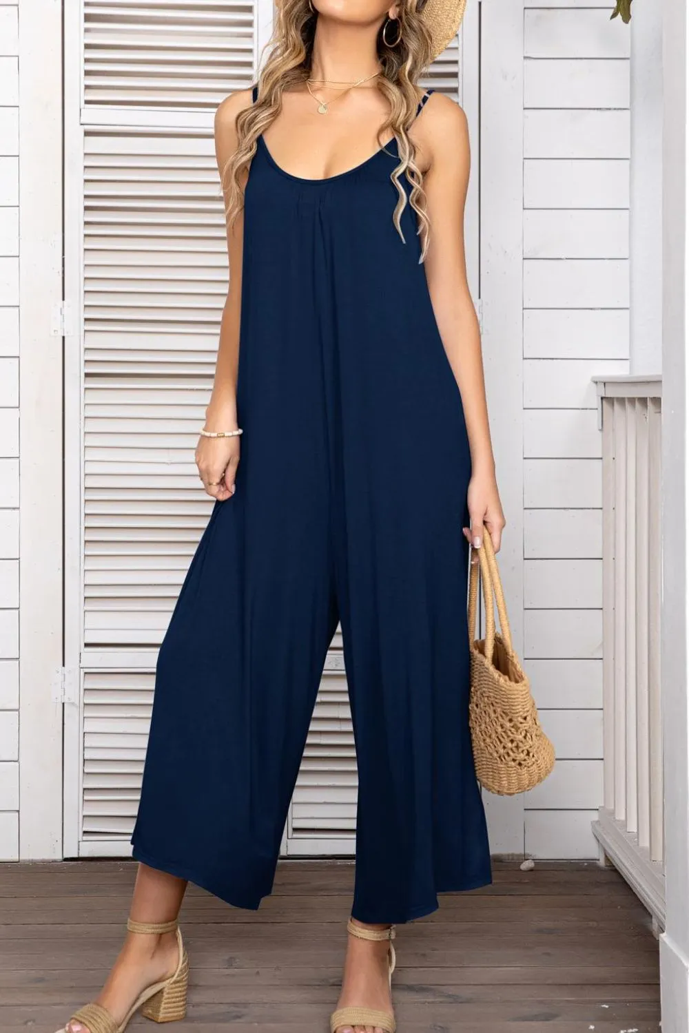 Spaghetti Strap Scoop Neck Jumpsuit - 5 colors