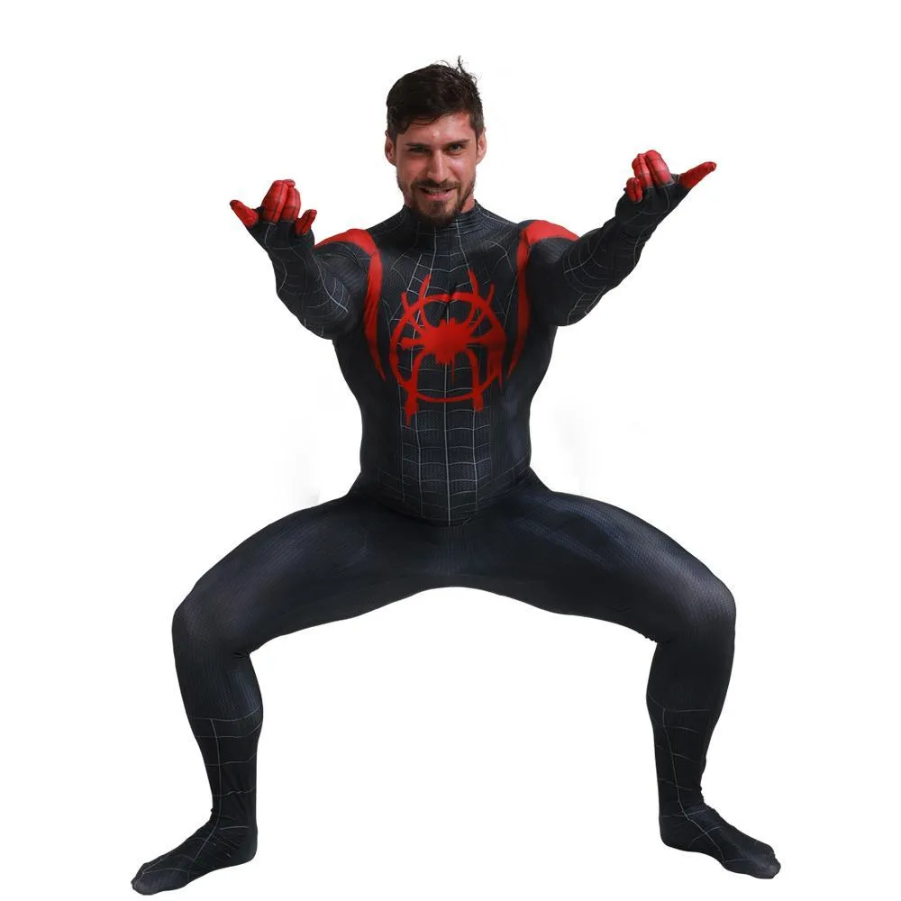 Spider-Man Into the Spider-Verse Miles Morales Costume Adults Cosplay Party Jumpsuit Halloween