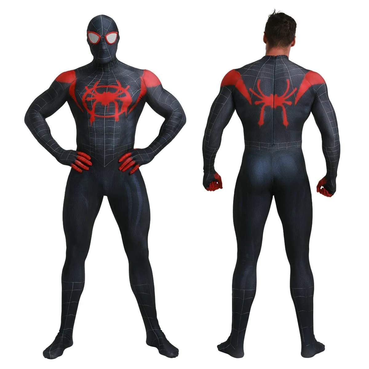 Spider-Man Into the Spider-Verse Miles Morales Costume Adults Cosplay Party Jumpsuit Halloween