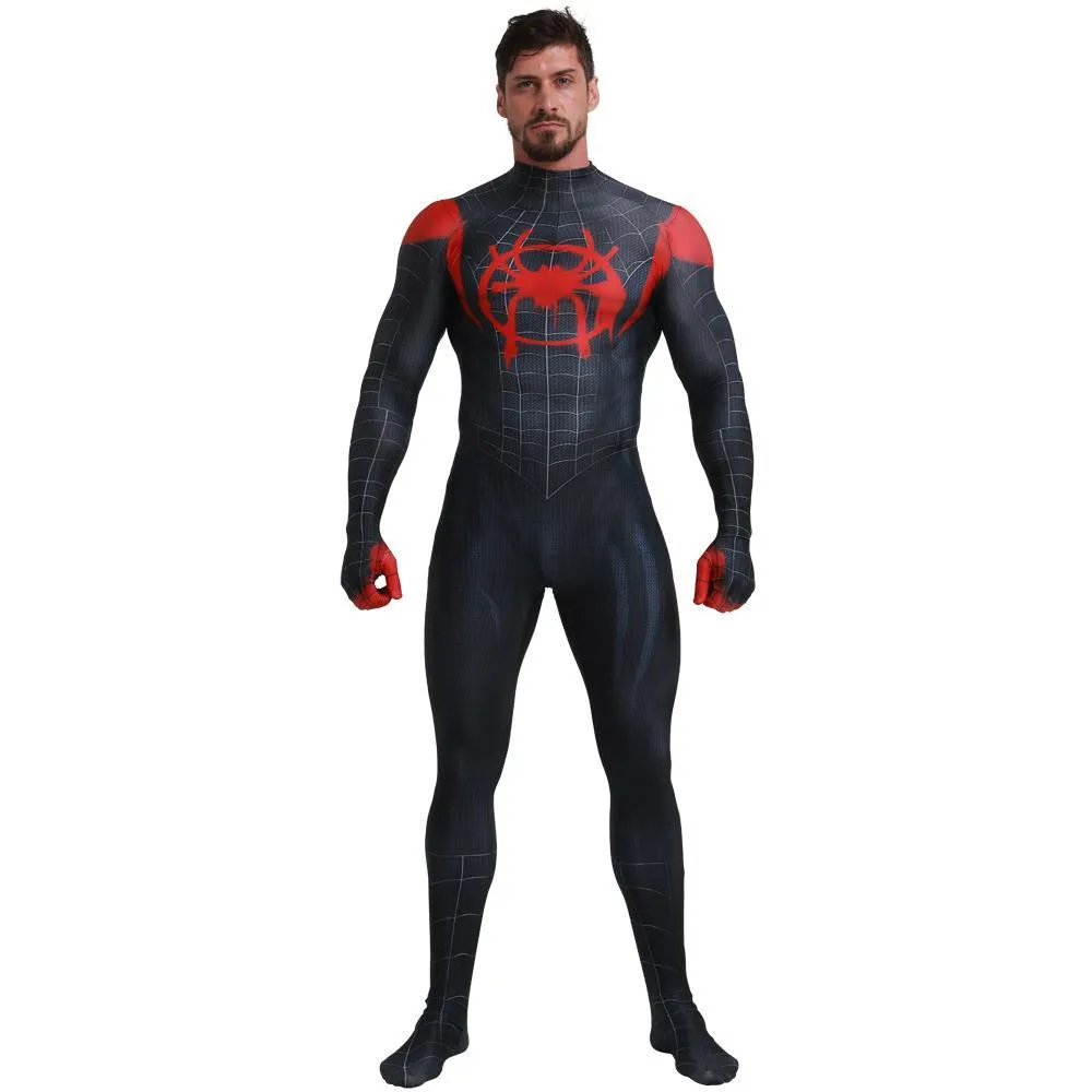 Spider-Man Into the Spider-Verse Miles Morales Costume Adults Cosplay Party Jumpsuit Halloween