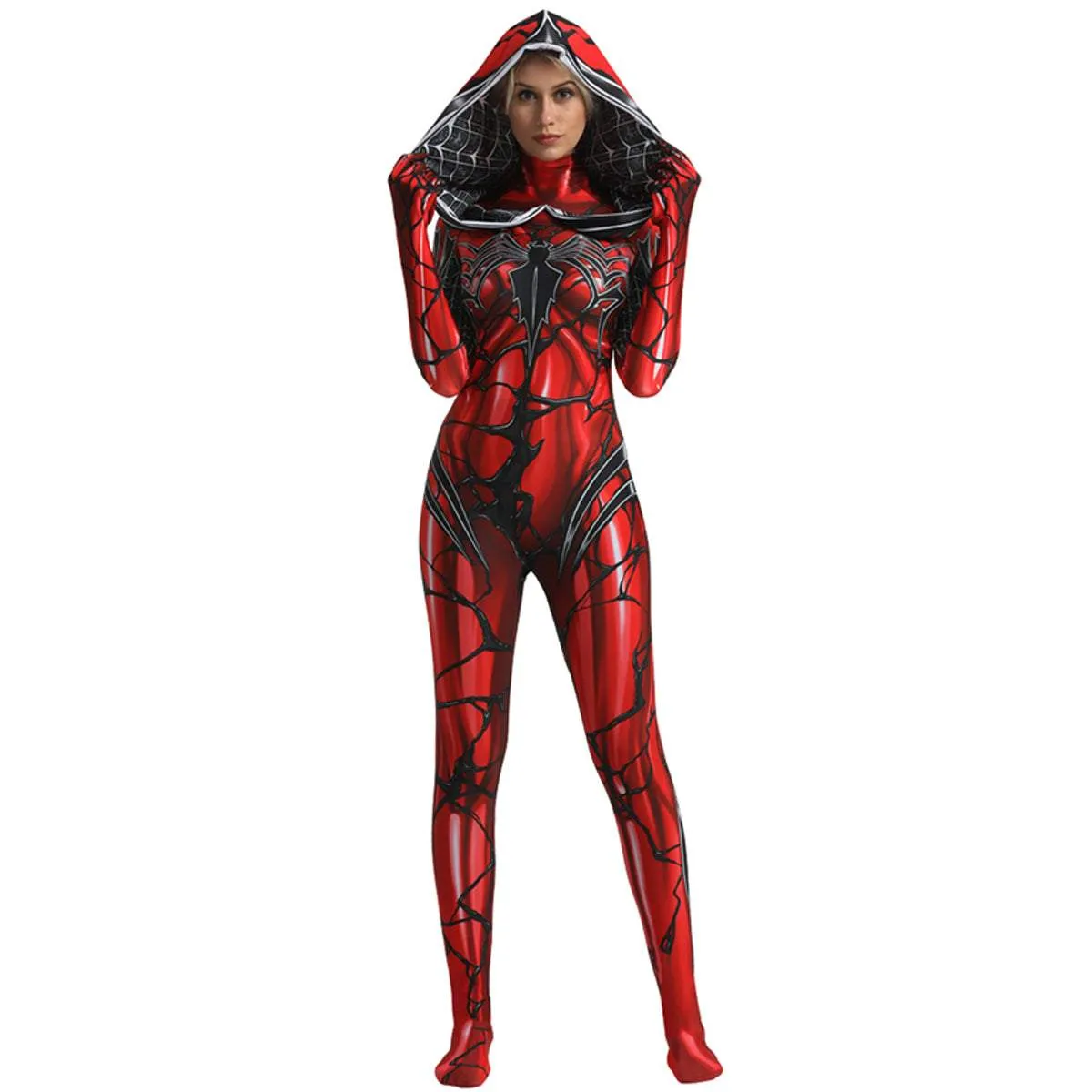 Spider-Man Venom Spider-Gwen Stacy Jumpsuit Lady Carnage Hooded Cosplay Costume Halloween