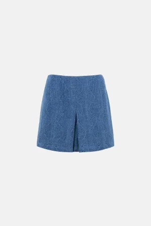 STONE JACQUARD DENIM SKIRT BLUE