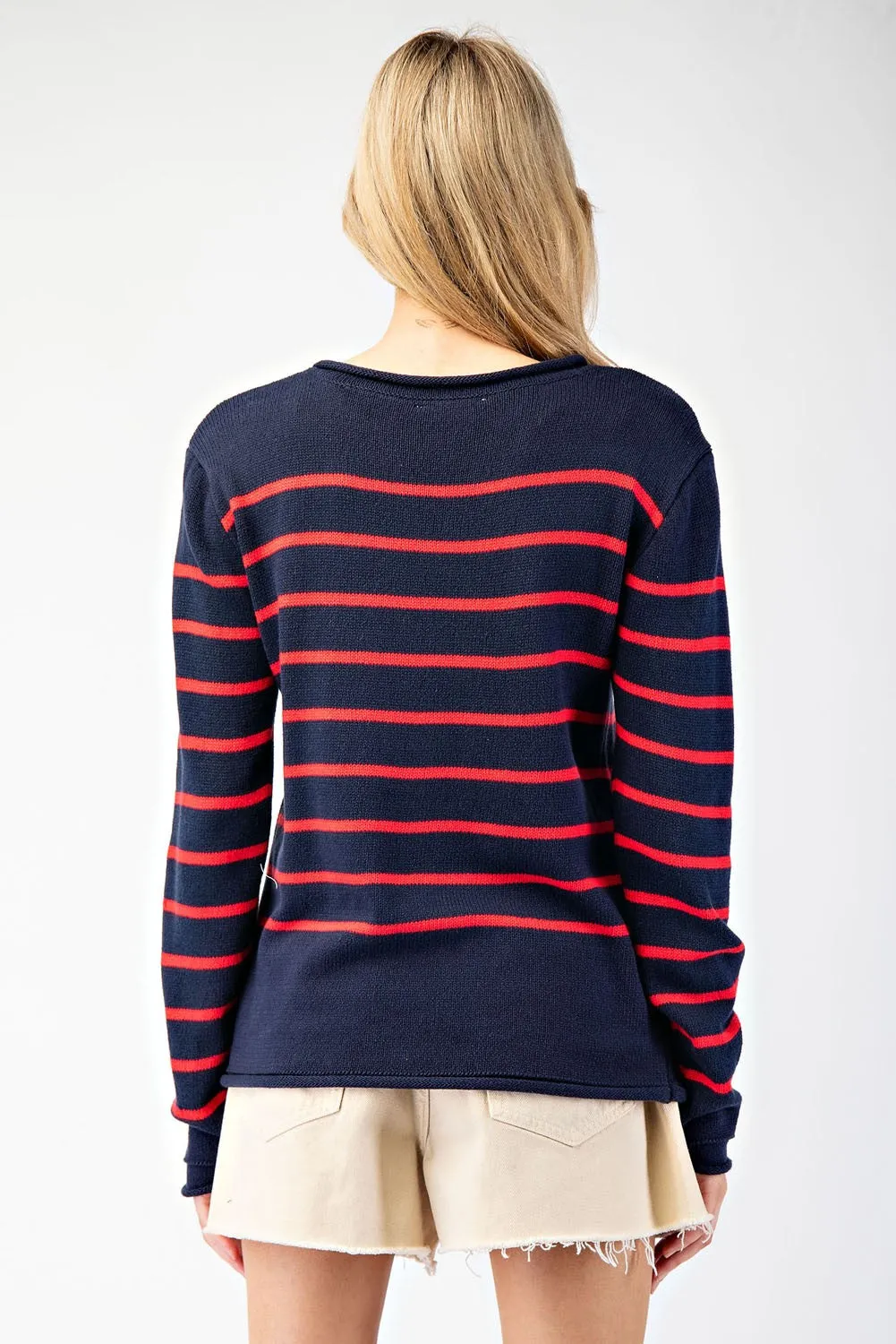 STRIPED CREW NECK SWEATER