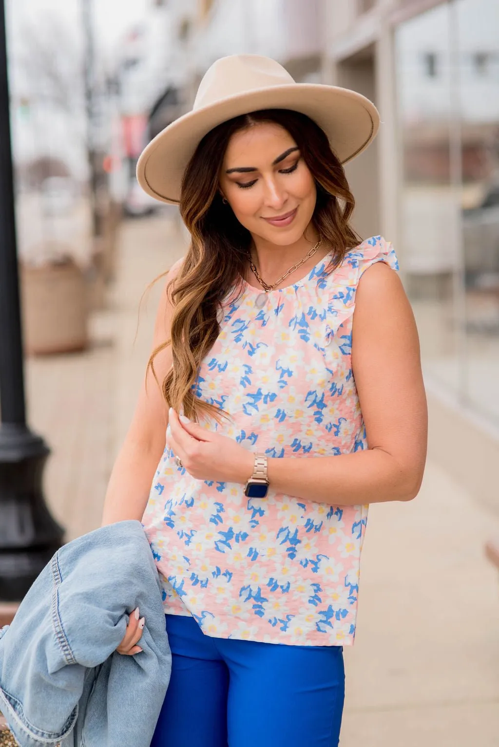 Sunshine & Daisies Ruffle Trim Tank