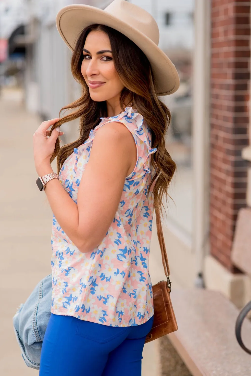 Sunshine & Daisies Ruffle Trim Tank