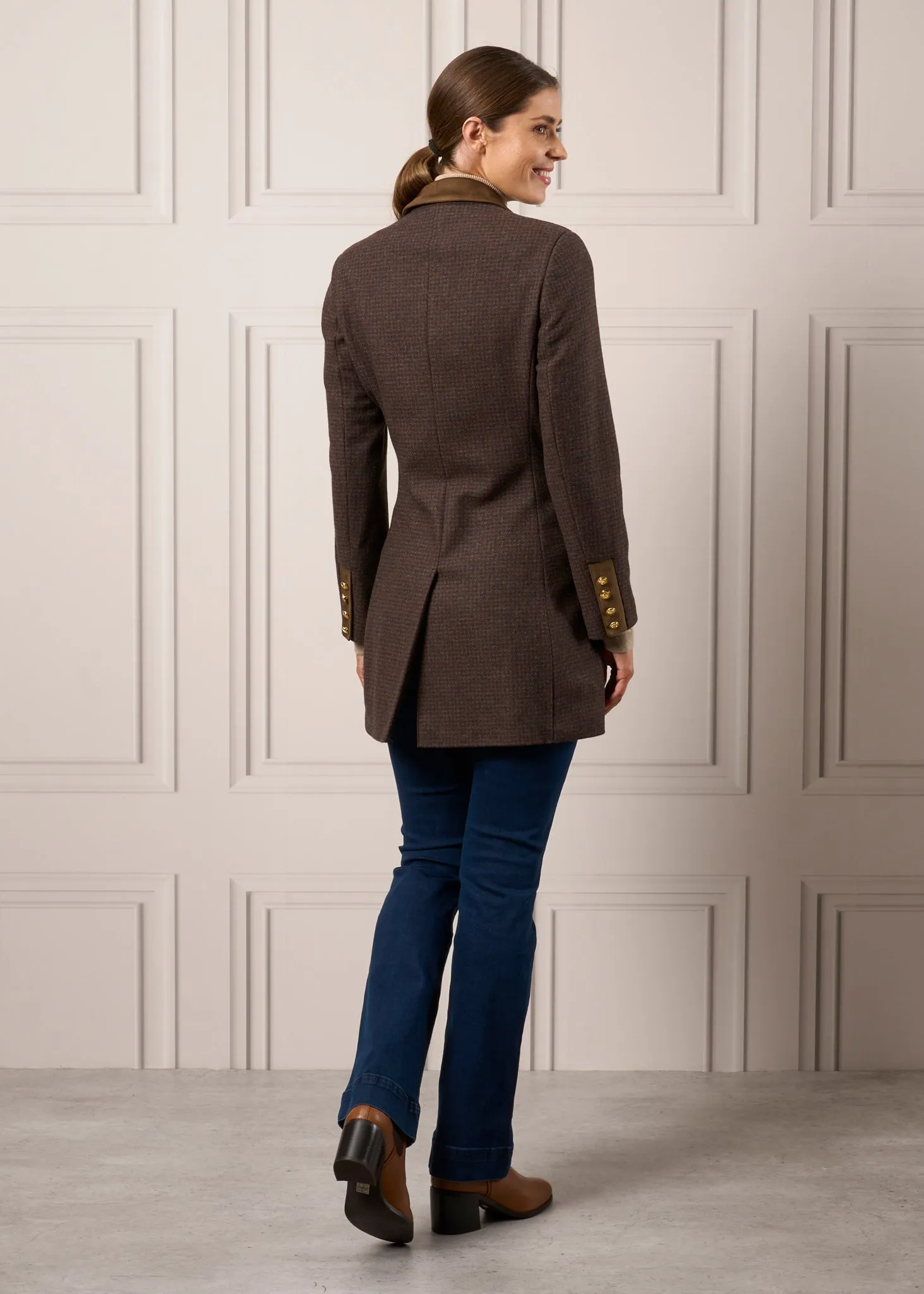 Surrey Ladies Mid-Thigh Tweed Coat In Bramble - Regular Fit