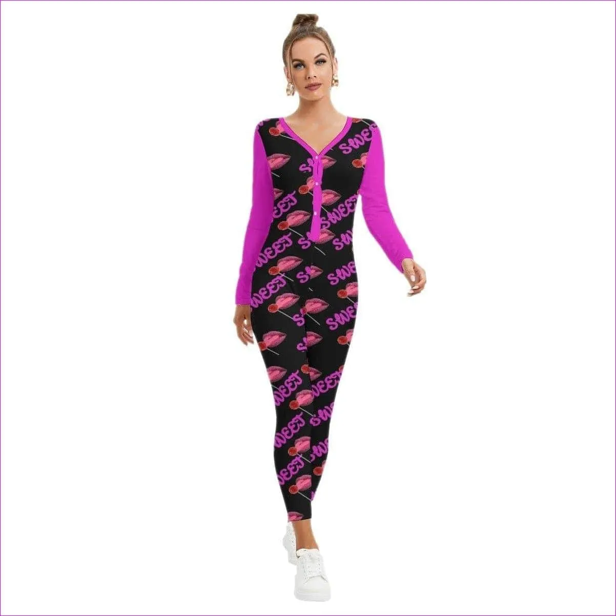 Sweet Clothing Women's Low Neck One-Piece Pajamas