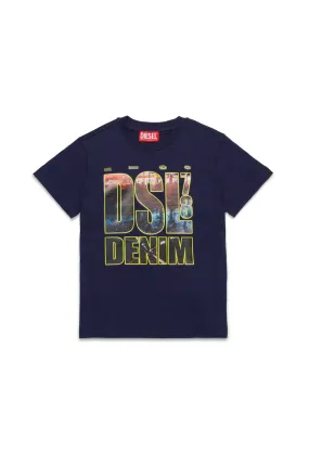 T-shirt with DSL78 Denim print (Blue) - DJ019790CATMK8AT