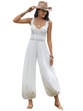 TEEK - White Backless Wide Strap Wide Leg Jumpsuit