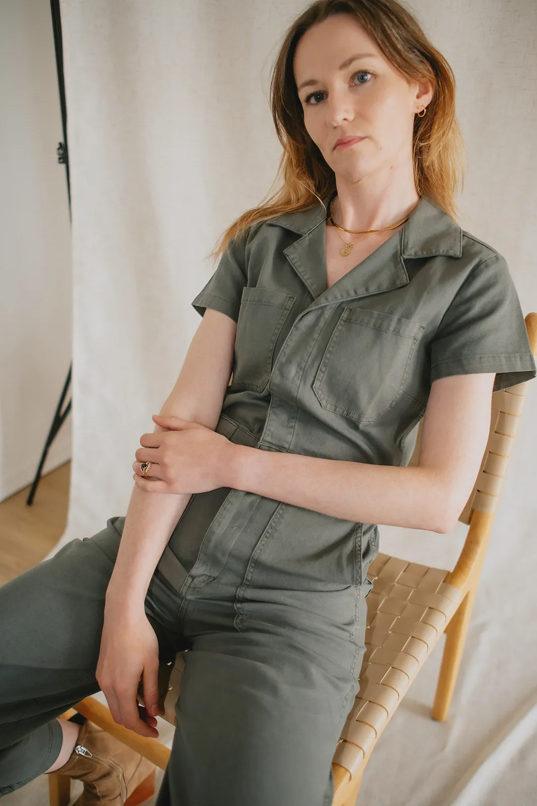 The Maverick Wide Leg Denim Jumpsuit by Daze Denim - Grass