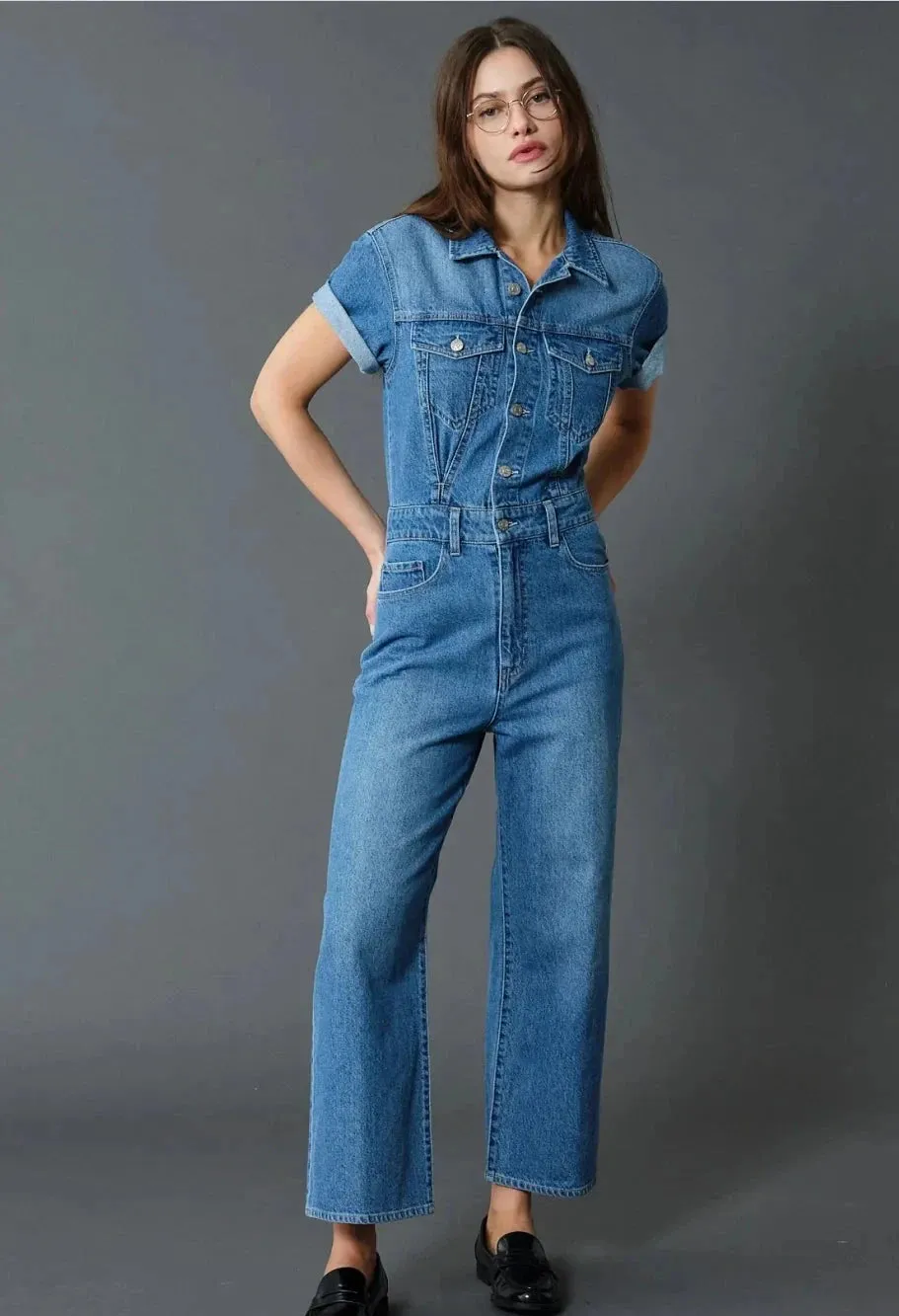 The Starlet Wide Leg Denim Jumpsuit by Daze Denim - Ballad