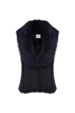 Toscana Shearling Gilet Vest in Navy