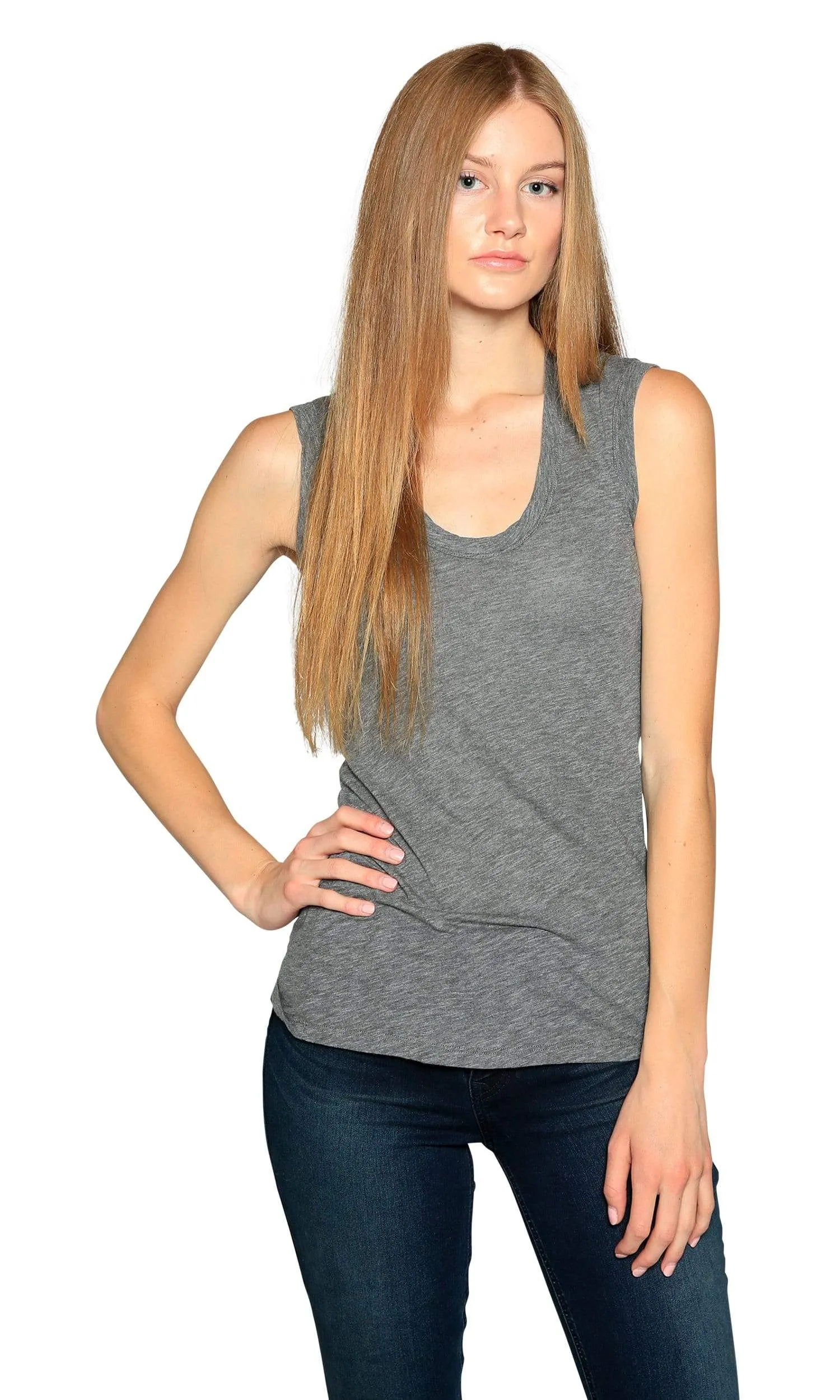 Velvet by Graham & Spencer Estina05 Scoop Neck Tank Top-Charcoal