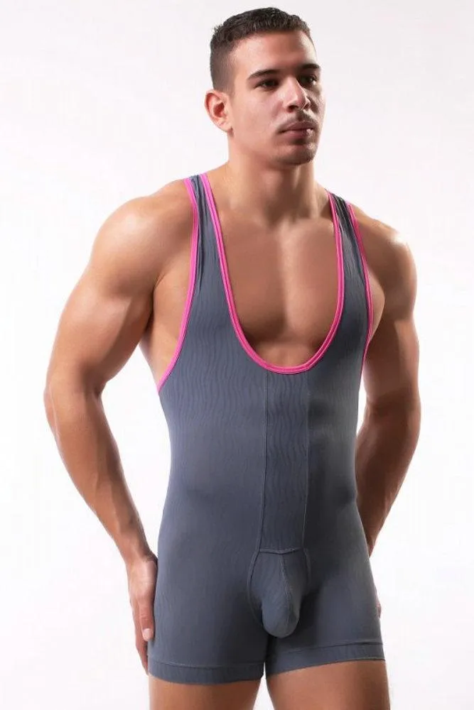 Water Pattern Printed Jumpsuit Fitness Wrestling Singlet Underwear Men