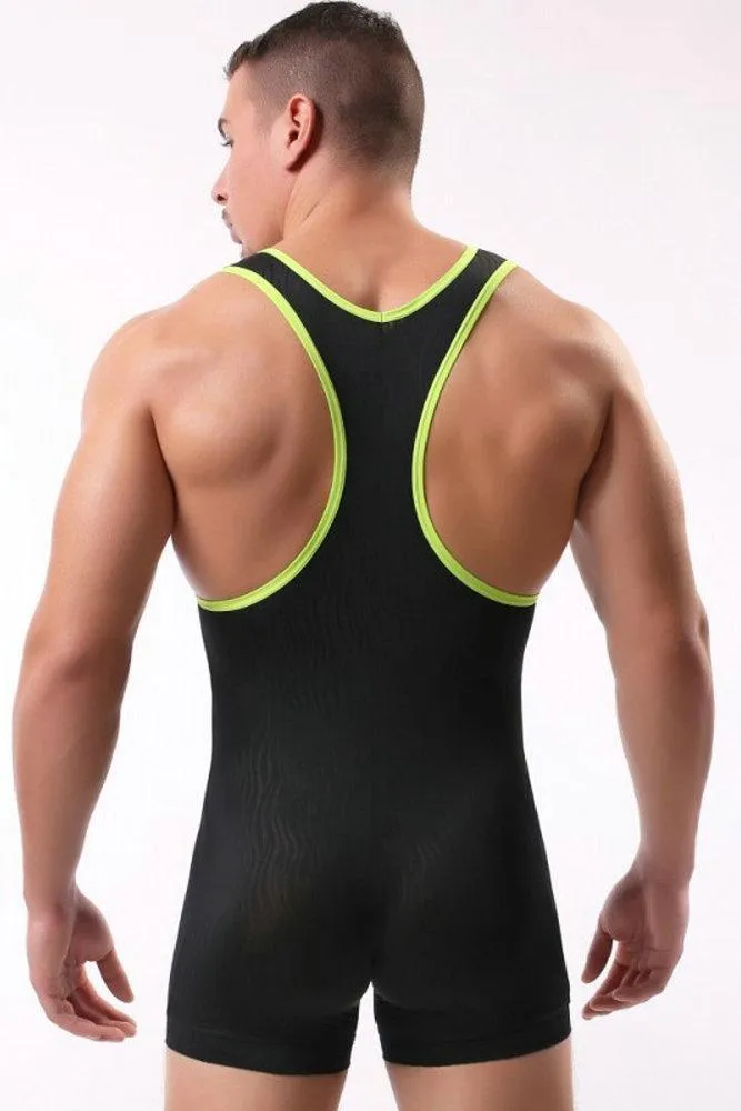 Water Pattern Printed Jumpsuit Fitness Wrestling Singlet Underwear Men