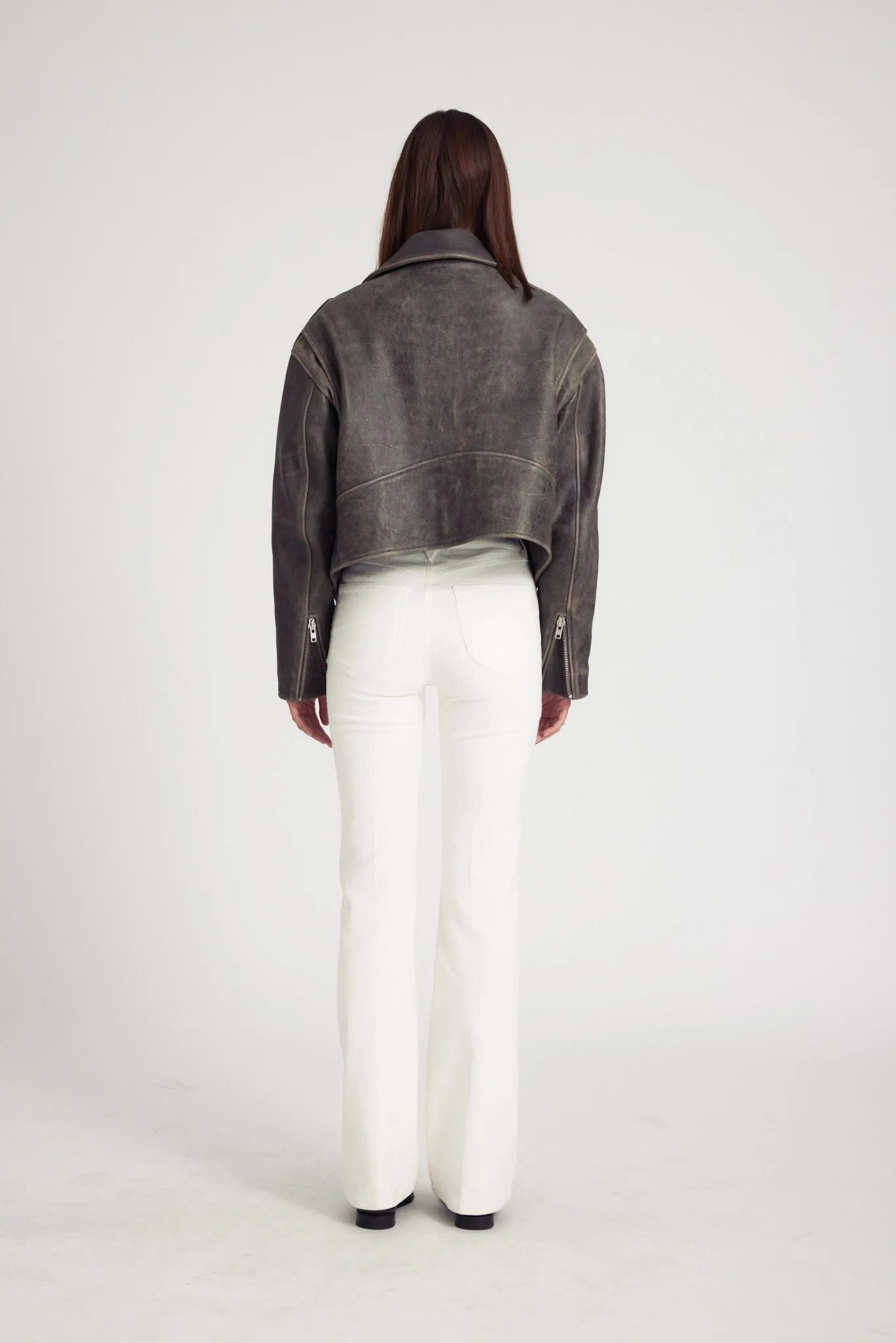 White Corduroy Micro Flare Pants