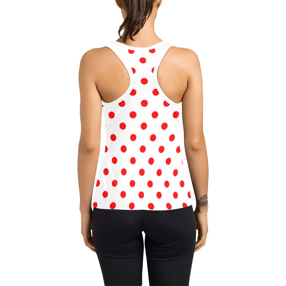 White With Red Polka Dots Women's Racerback Tank Top