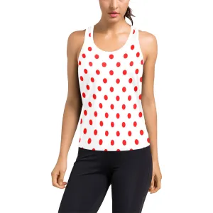 White With Red Polka Dots Women's Racerback Tank Top