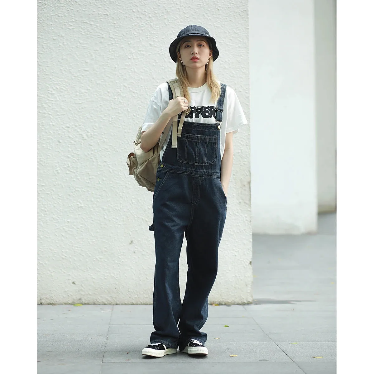 Wiaofellas  -  Stubborn Rabbit Japan fashion Amekaji American vintage Denim Overalls Men and Women Casual Straight Cargo Jumpsuit Fashion