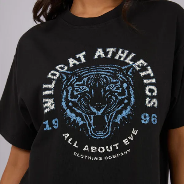 Wildcat Oversized Tee - Washed Black