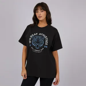 Wildcat Oversized Tee - Washed Black