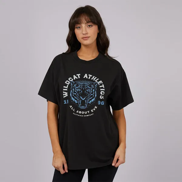 Wildcat Oversized Tee - Washed Black