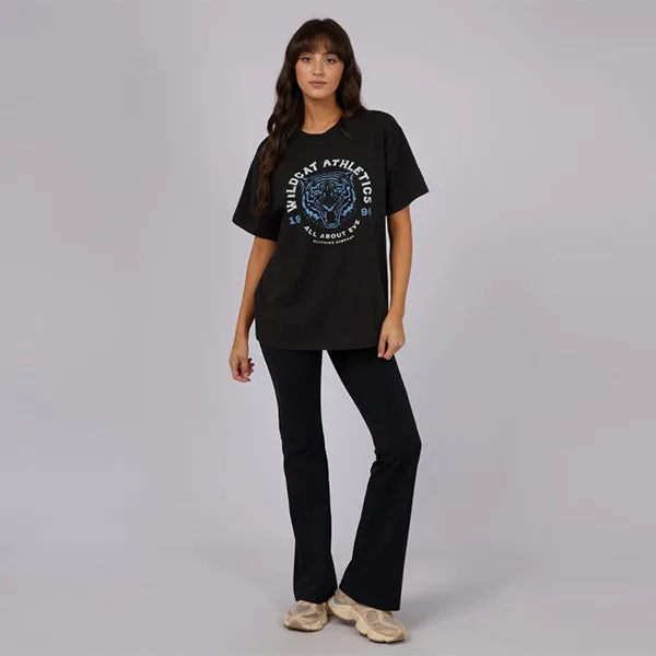 Wildcat Oversized Tee - Washed Black