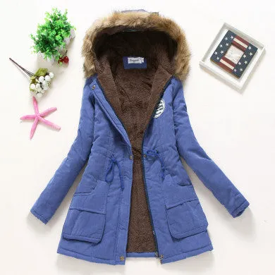 Winter Coat Women 2017 New Parka Casual Outwear Military Hooded Thickening Cotton Coat Winter Jacket Fur Coats Women Clothes D21