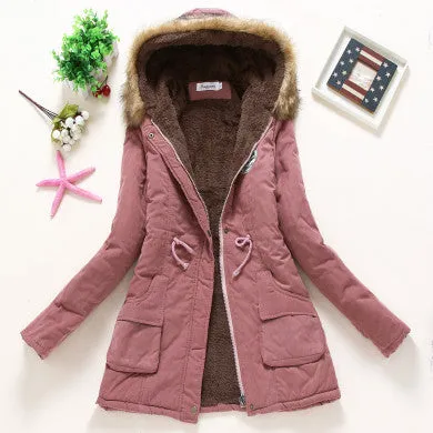 Winter Coat Women 2017 New Parka Casual Outwear Military Hooded Thickening Cotton Coat Winter Jacket Fur Coats Women Clothes D21