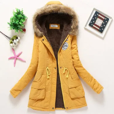 Winter Coat Women 2017 New Parka Casual Outwear Military Hooded Thickening Cotton Coat Winter Jacket Fur Coats Women Clothes D21