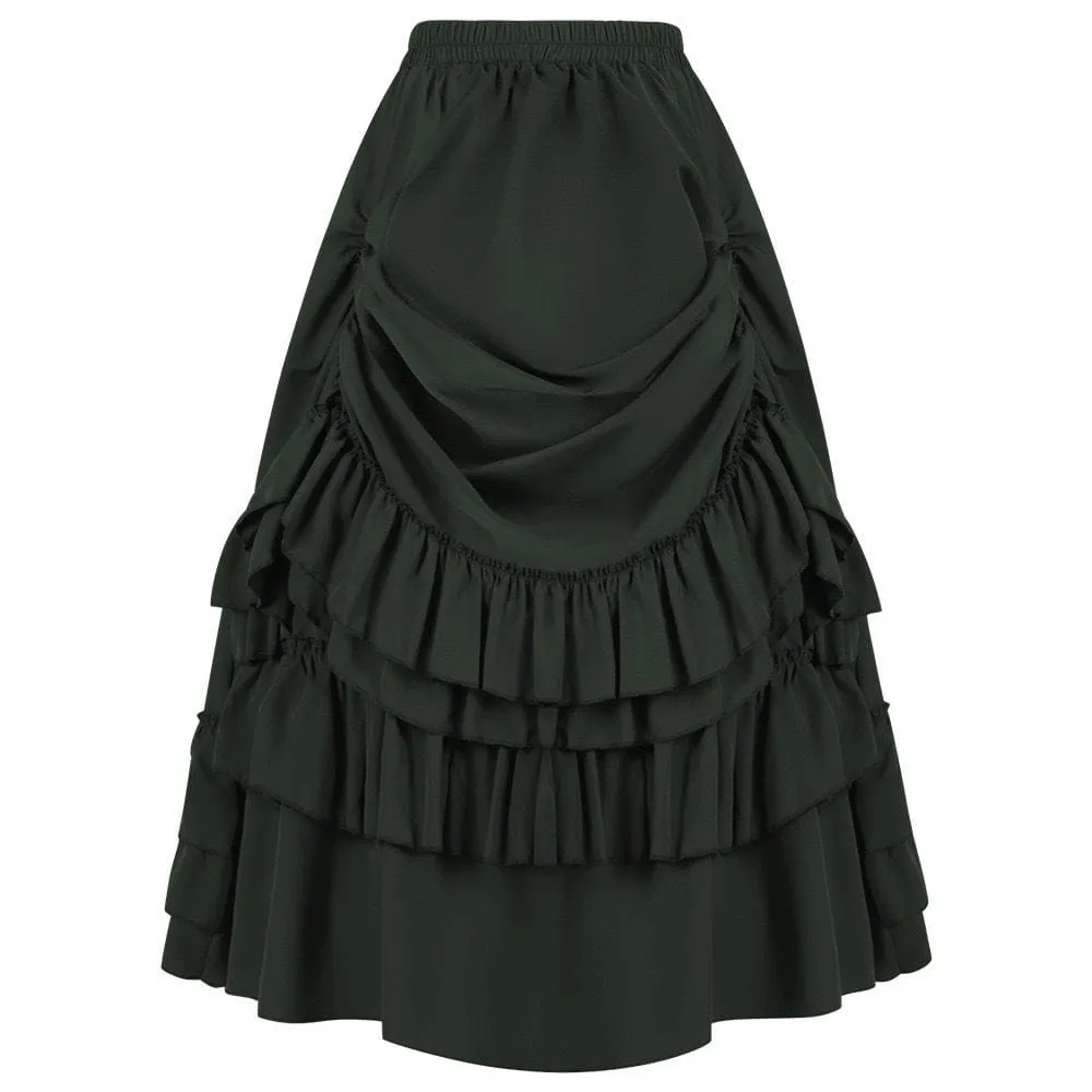 Women's Gothic Layered Ruffled Long Pleated Skirt