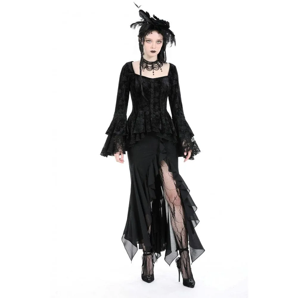 Women's Gothic Side Slit Ruffled Fishtail Skirt