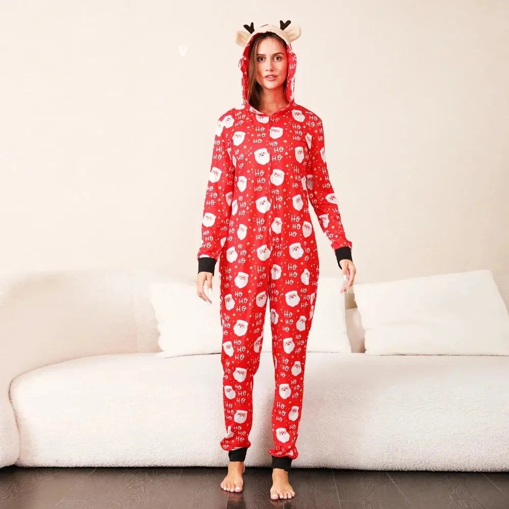 Womens Onesie Matching Family Pajamas Christmas One Piece Sleepwear Playsuit Jumpsuit