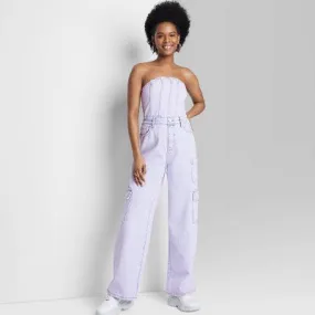 Women's Tube Cargo Denim Jumpsuit - Wild Fable Lavender S